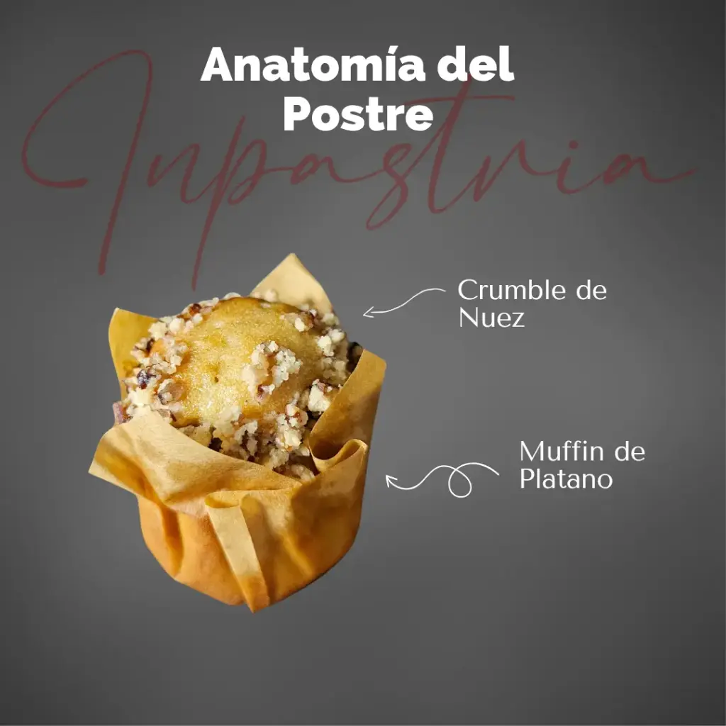 Muffin bite de platano y crumble de nuez 